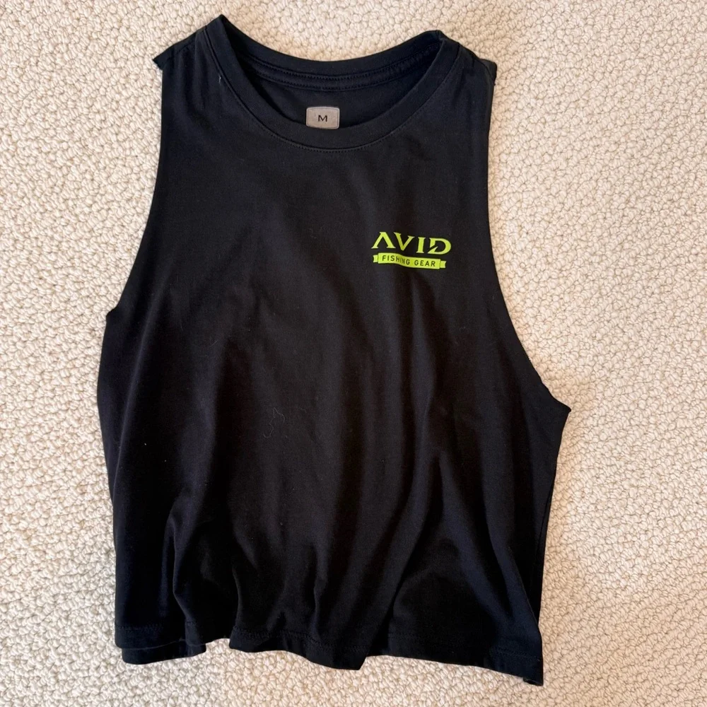 Avid Fishing “On the Rocks” black crop tank Medium NEW - Picture 2 of 7